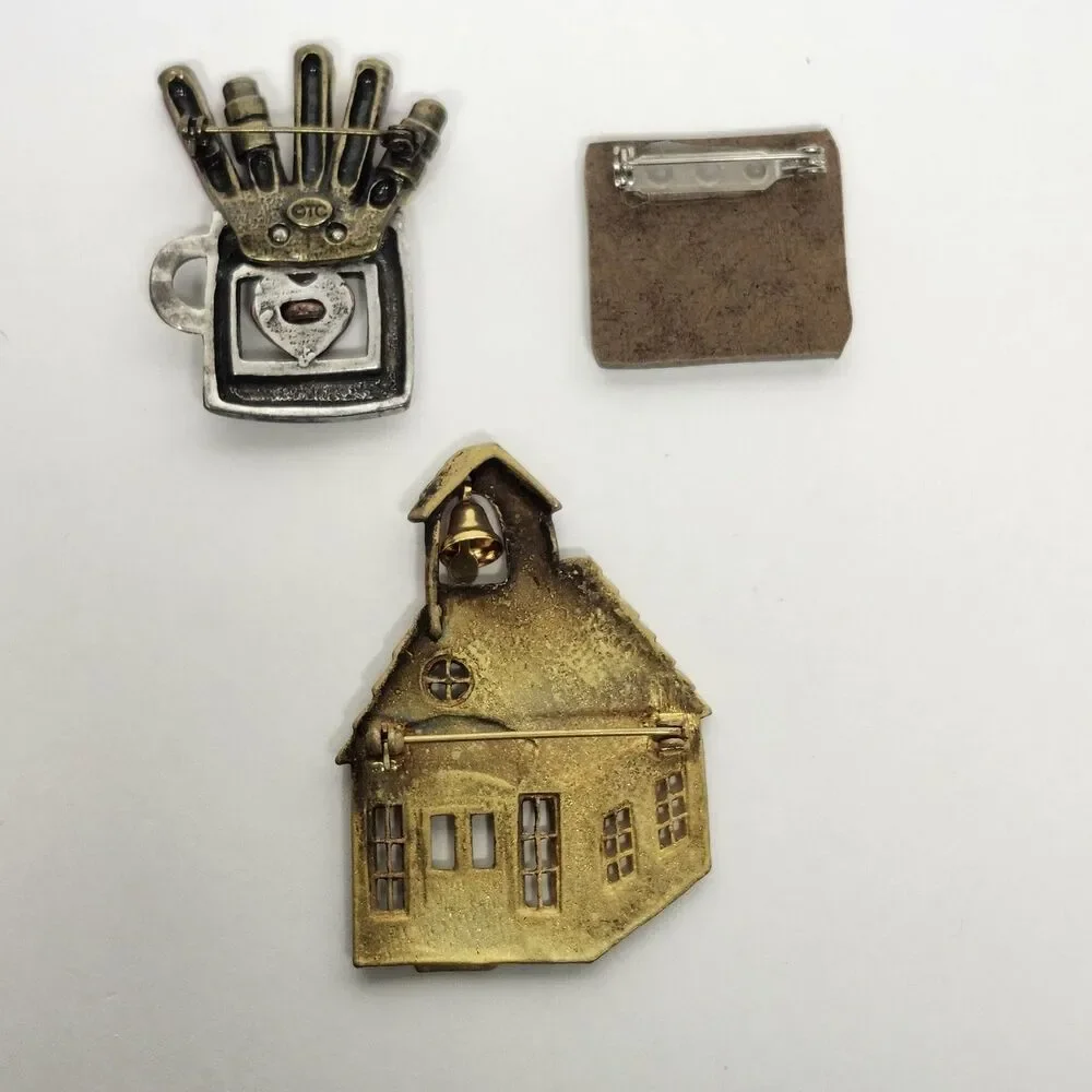 Teacher Schoolhouse Blackboard Pins Lot of 3 